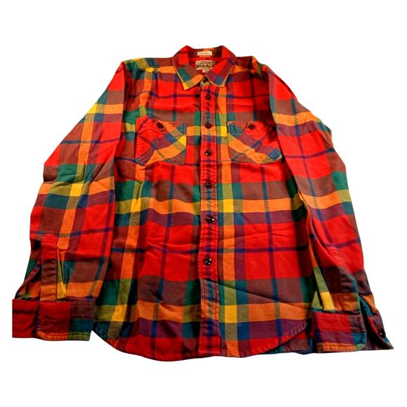 J. Crew Mens Classic Red & Green Plaid Long Sleeve Flannel Shirt - Size Small - Picture 2 of 4